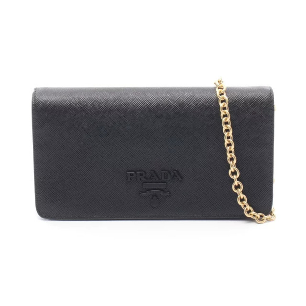 Prada SAFFIANO SHINE Shoulder Bag Leather Black